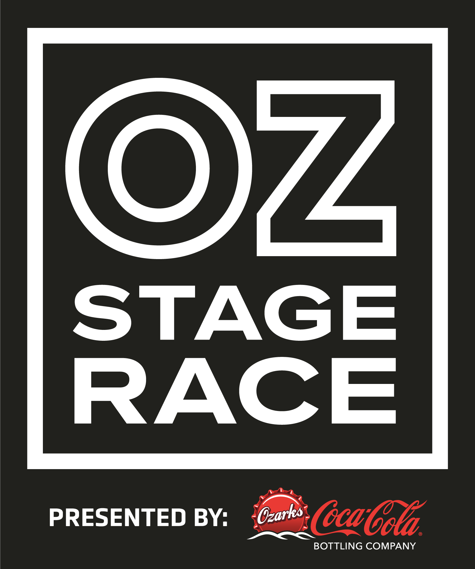 Oz Stage Race vertical logo with the Presented by Ozarks Coca-Cola Bottling Company line